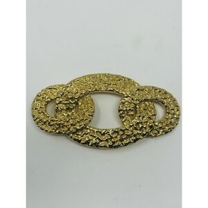 Vintage Mimi di N 1983 Signed Gold Plated Textured Belt Buckle‎ Statement Retro